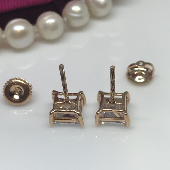 14k rose gold over 925 silver 3 carat studs - Picture 3 of 8